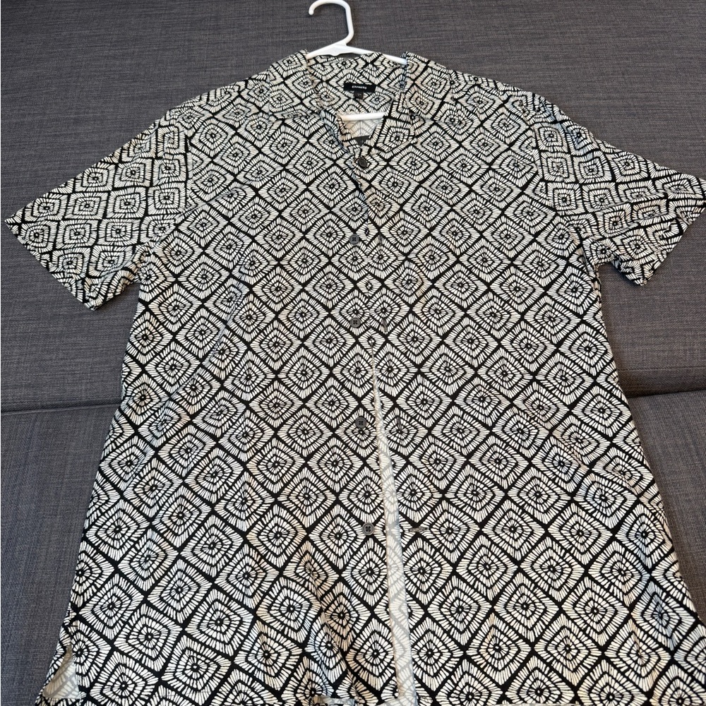 Express Black and White Casual Button Down Shirt